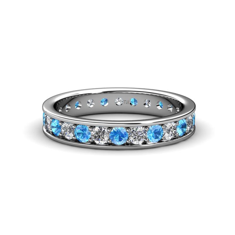 Livia 2.40 mm Blue Topaz and Lab Grown Diamond Eternity Band 
