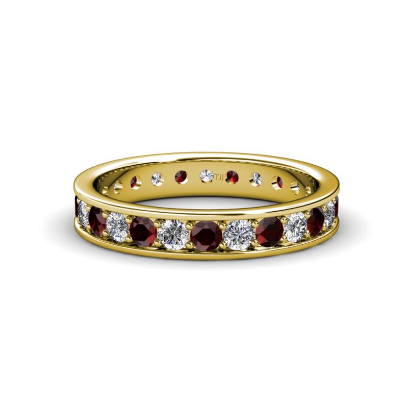 Livia 2.70 mm Red Garnet and Lab Grown Diamond Eternity Band 