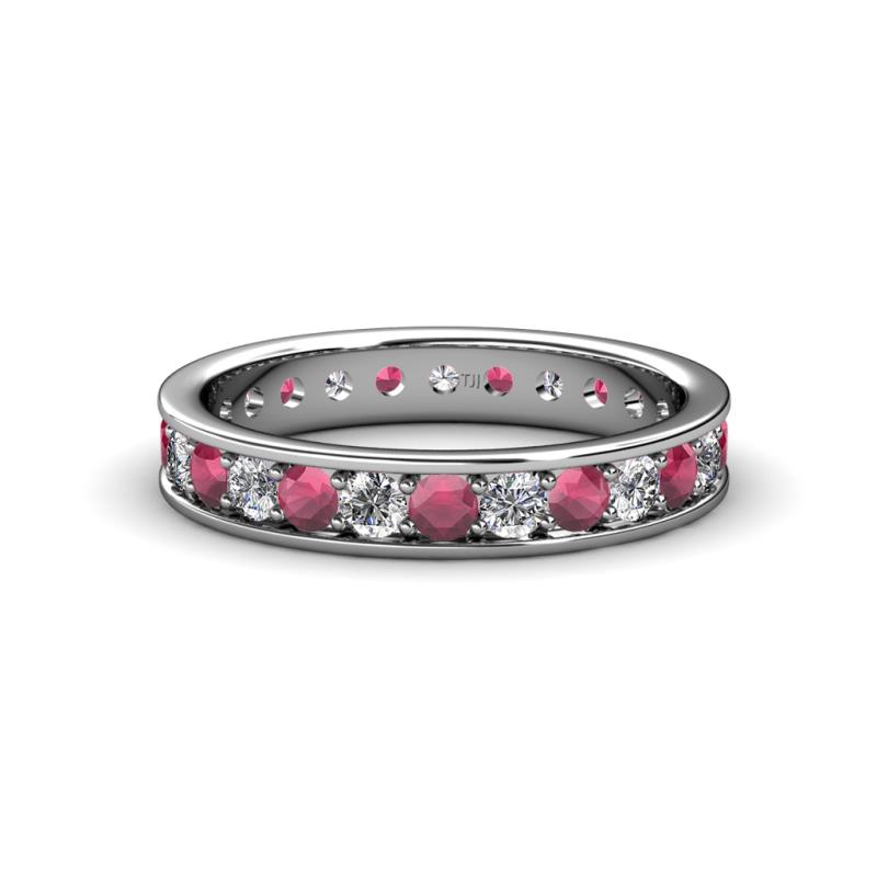 Livia 2.70 mm Rhodolite Garnet and Lab Grown Diamond Eternity Band 