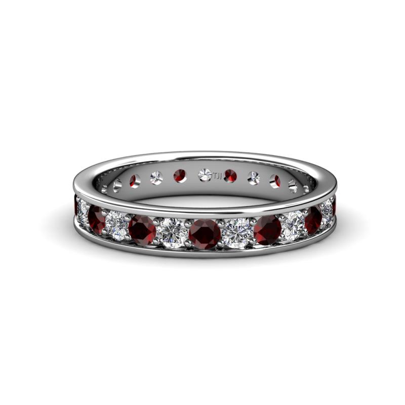 Livia 2.70 mm Red Garnet and Diamond Eternity Band 