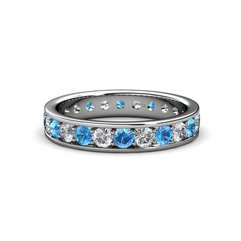 Livia 3.00 mm Blue Topaz and Diamond Eternity Band 