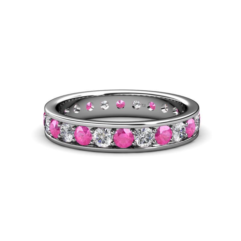 Livia 3.00 mm Pink Sapphire and Lab Grown Diamond Eternity Band 