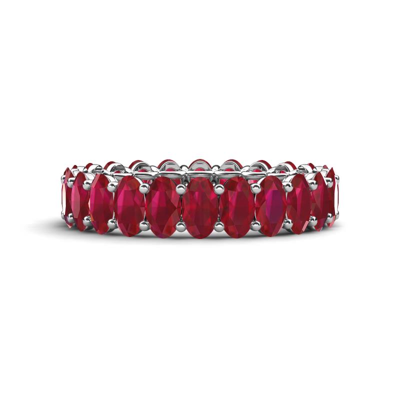 Amelia 5x3 mm Oval Shape Ruby Side Gallery Work Eternity Band 