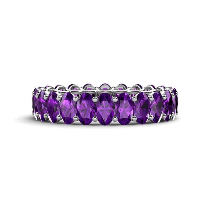 Amelia 5x3 mm Oval Shape Amethyst Side Gallery Work Eternity Band 