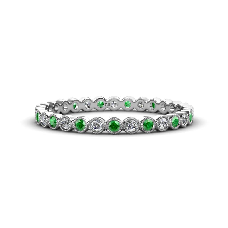 Arria 2.00 mm Green Garnet and Diamond Eternity Band 