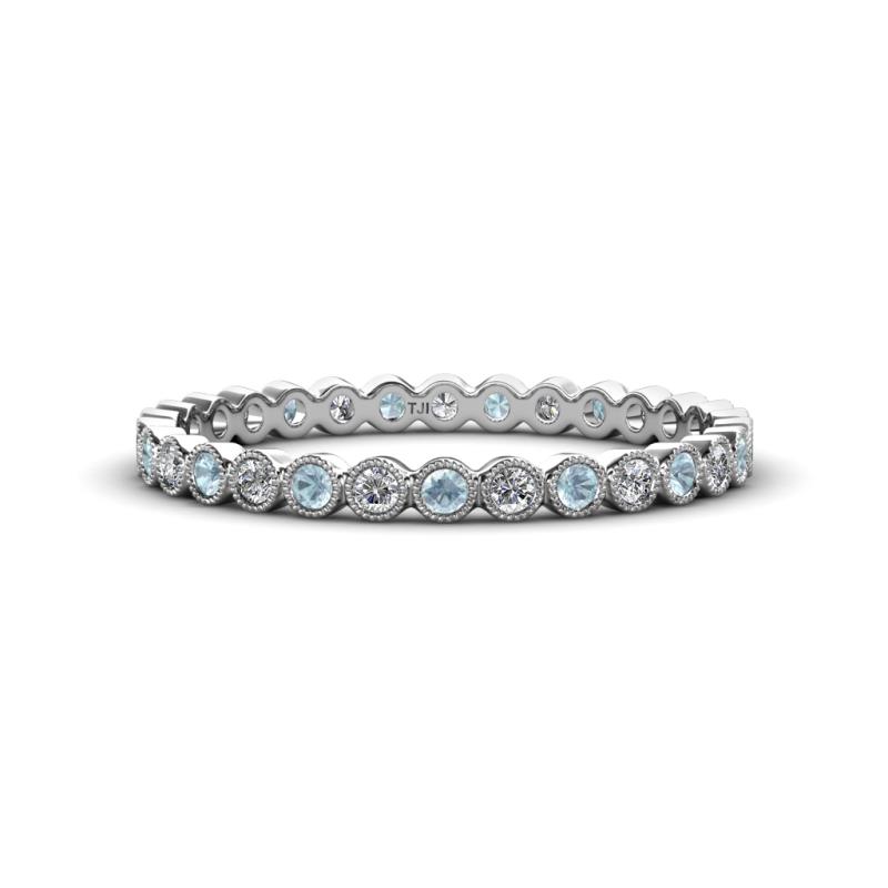 Arria 2.00 mm Aquamarine and Lab Grown Diamond Eternity Band 