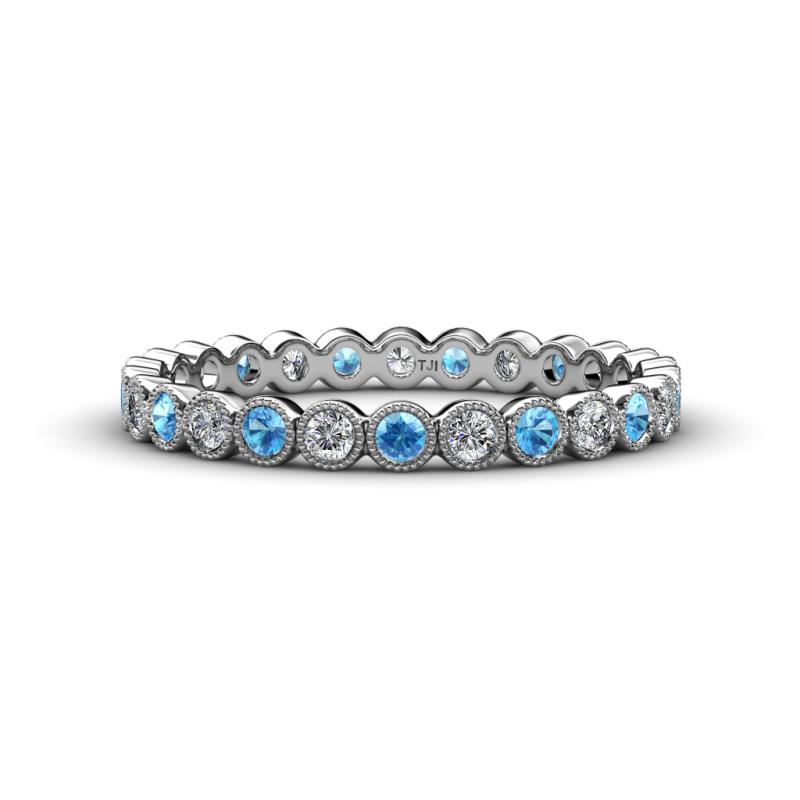 Arria 2.40 mm Blue Topaz and Lab Grown Diamond Eternity Band 