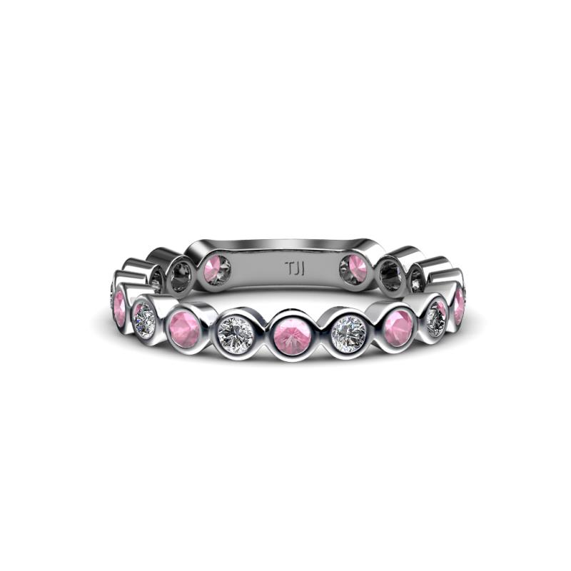Ashlyn 2.30 mm Pink Tourmaline and Diamond 3/4 Eternity Band 