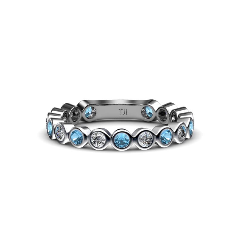 Ashlyn 2.30 mm Blue Topaz and Lab Grown Diamond 3/4 Eternity Band 
