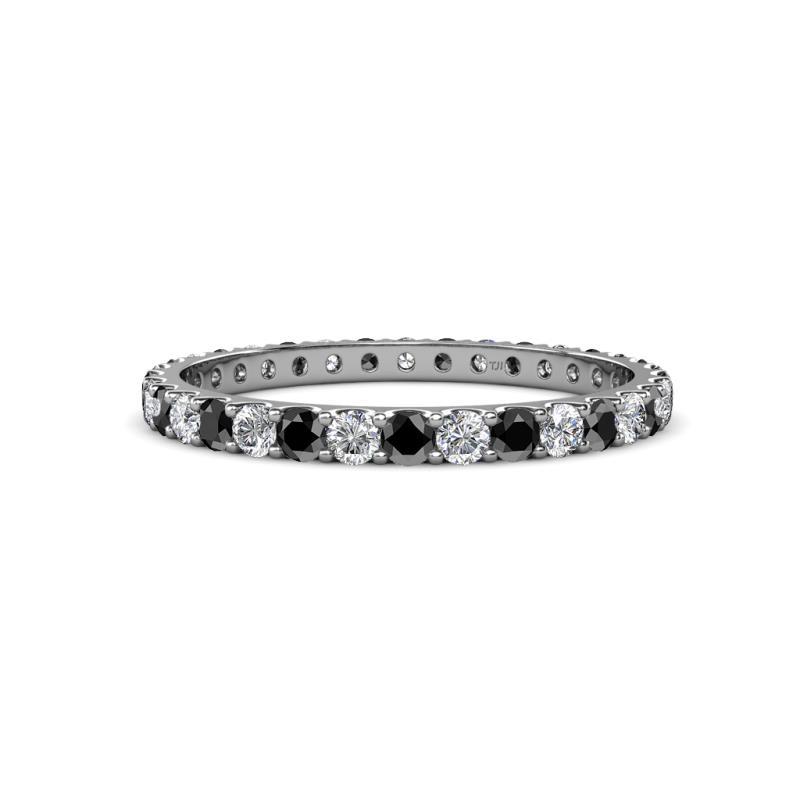 Audrey 2.40 mm Black and White Diamond U Prong Eternity Band 