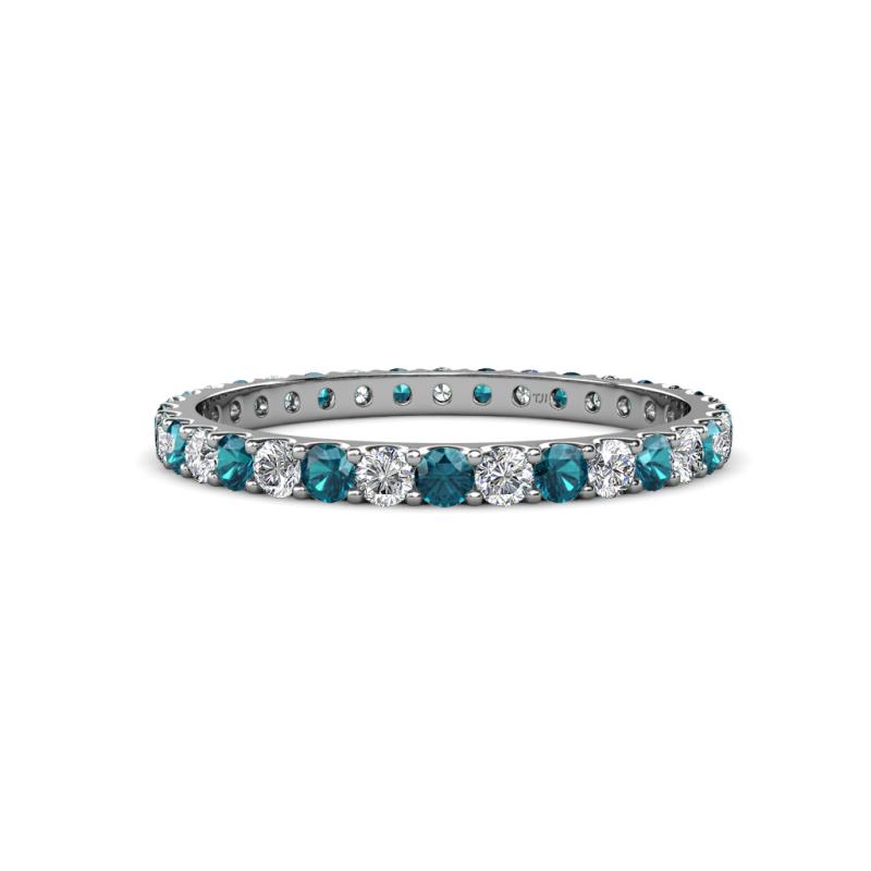 Audrey 2.40 mm London Blue Topaz and Diamond U Prong Eternity Band 