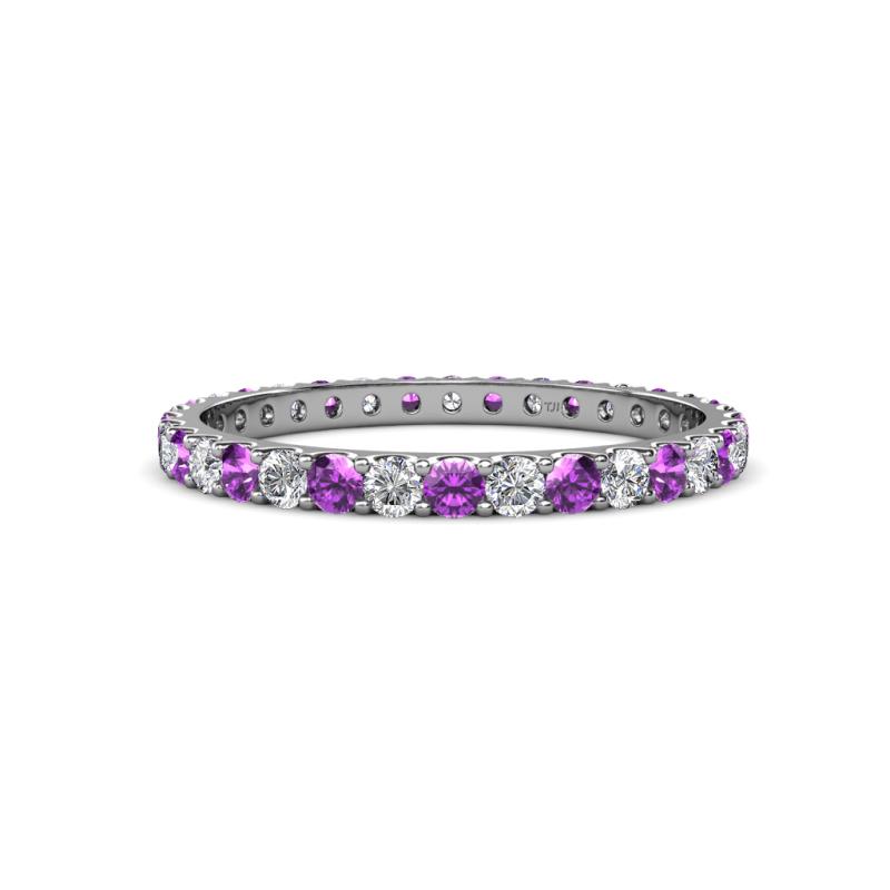 Audrey 2.40 mm Amethyst and Lab Grown Diamond U Prong Eternity Band 
