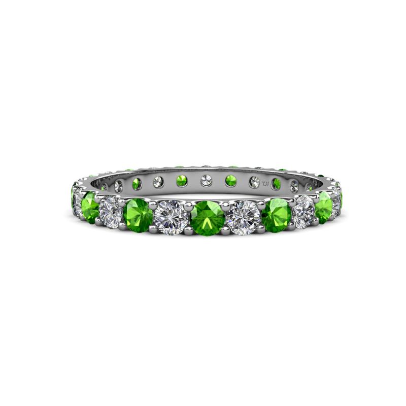 Audrey 3.00 mm Green Garnet and Diamond U Prong Eternity Band 