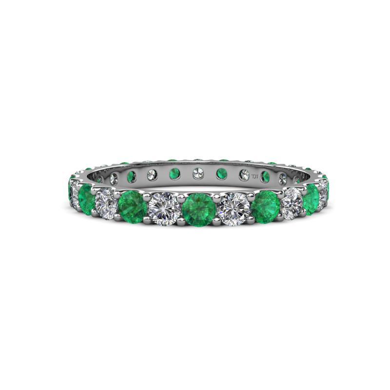 Audrey 3.00 mm Emerald and Diamond U Prong Eternity Band 