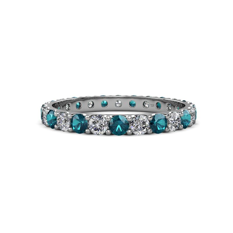Audrey 3.00 mm London Blue Topaz and Diamond U Prong Eternity Band 