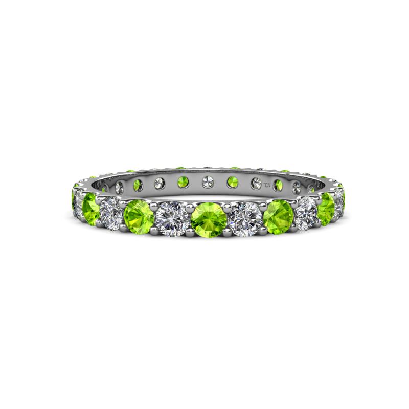 Audrey 3.40 mm Peridot and Diamond U Prong Eternity Band 