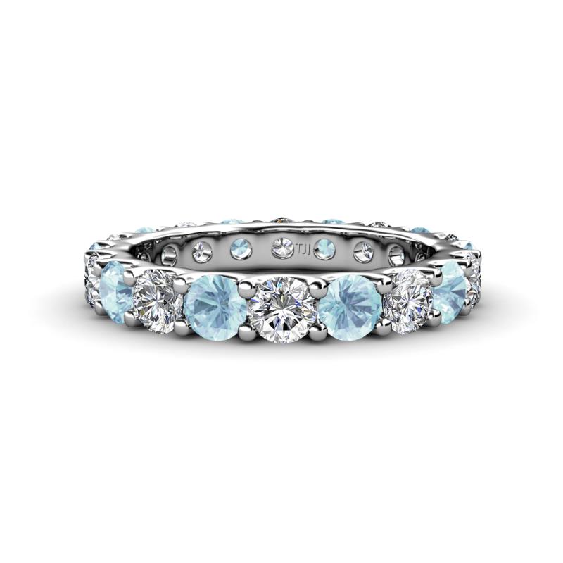 Audrey 3.80 mm Aquamarine and Lab Grown Diamond U Prong Eternity Band 