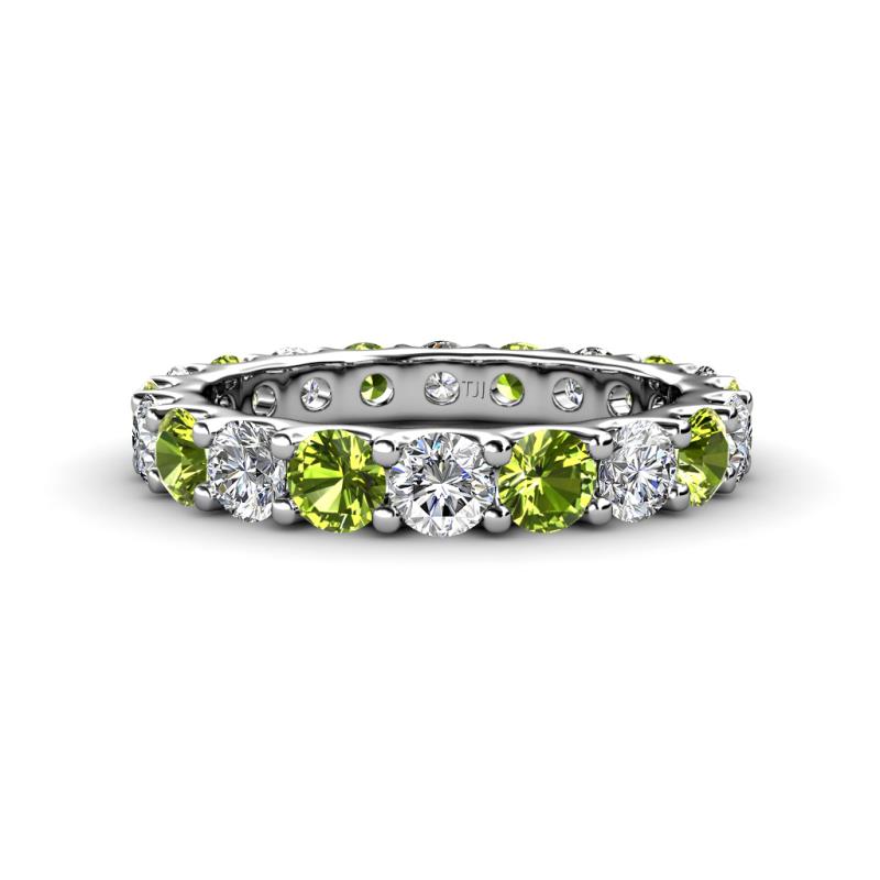 Audrey 3.80 mm Peridot and Lab Grown Diamond U Prong Eternity Band 