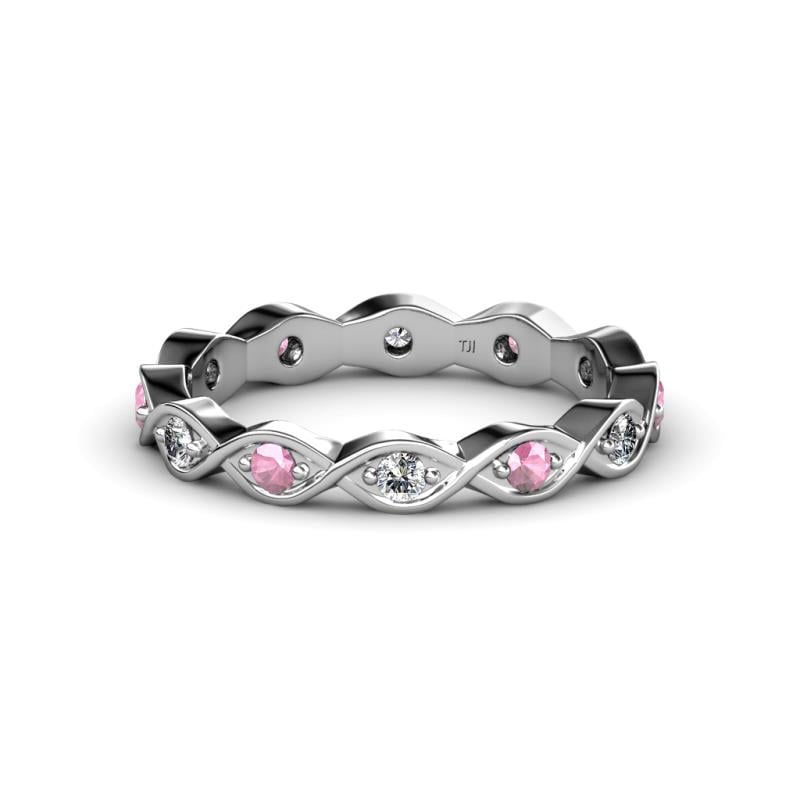 Breanna 1.70 mm Pink Tourmaline and Lab Grown Diamond Eternity Band 