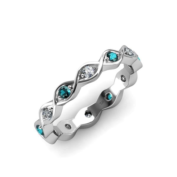 Breanna 2.20 mm London Blue Topaz and Diamond Eternity Band 