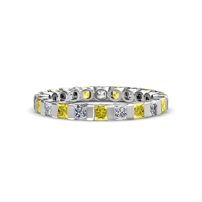 Clarissa 3.00 mm Princess Cut Yellow Sapphire and Diamond Eternity Band 