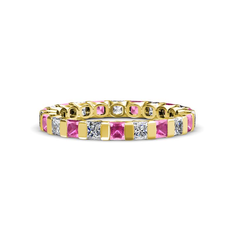 Clarissa 3.00 mm Princess Cut Pink Sapphire and Diamond Eternity Band 