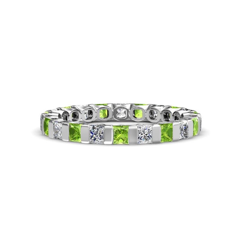 Clarissa 3.00 mm Princess Cut Peridot and Diamond Eternity Band 