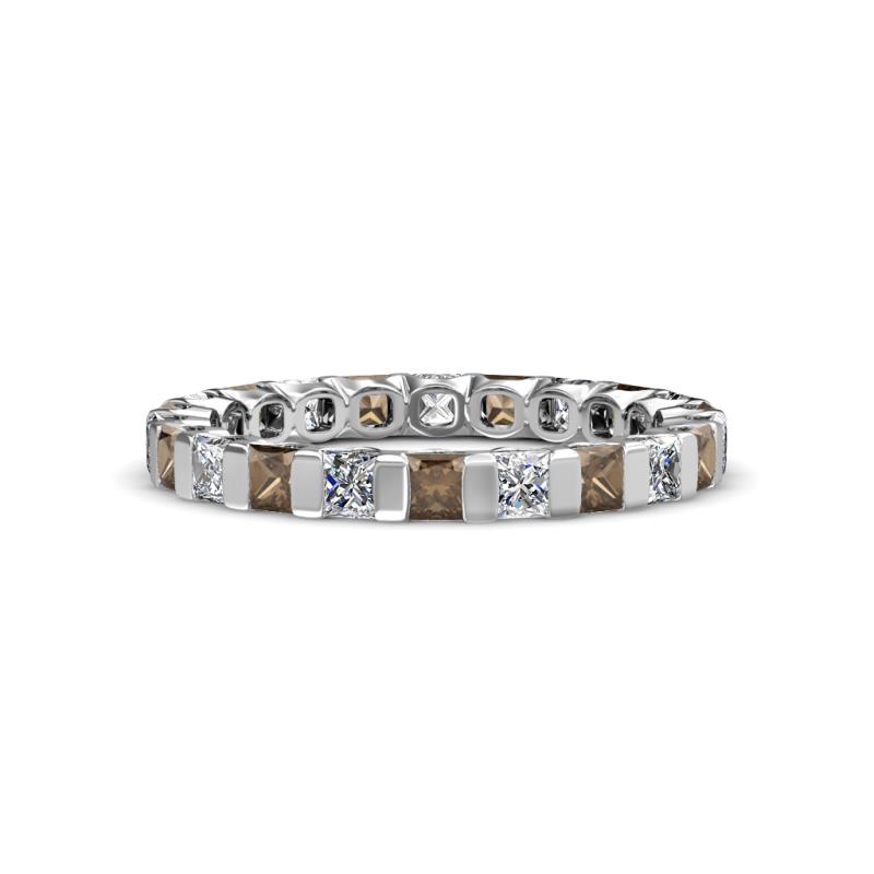 Clarissa 3.00 mm Princess Cut Smoky Quartz and Diamond Eternity Band 