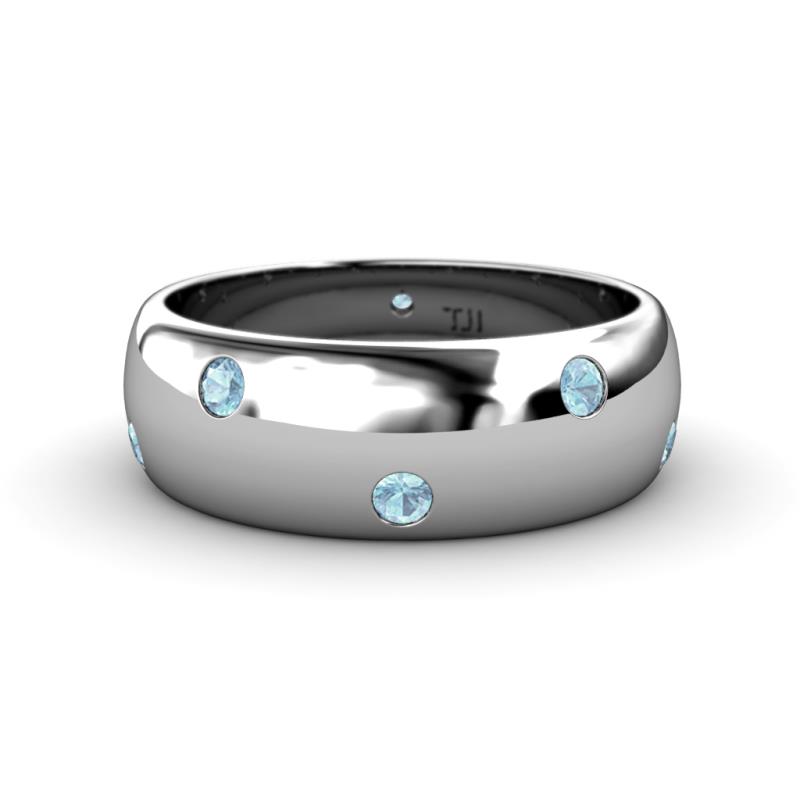 Elara 0.26 ctw Aquamarine (2.00 mm) set in Burnish Setting 7.00 mm Width Eternity Band 