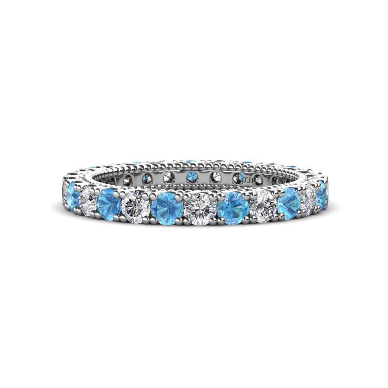 Ellen 2.70 mm Blue Topaz and Lab Grown Diamond Eternity Band 
