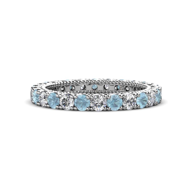 Ellen 2.70 mm Aquamarine and Lab Grown Diamond Eternity Band 