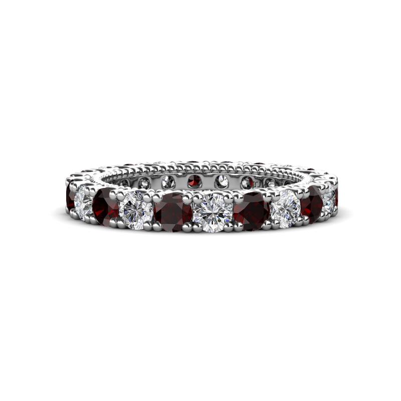 Ellen 3.00 mm Red Garnet and Diamond Eternity Band 