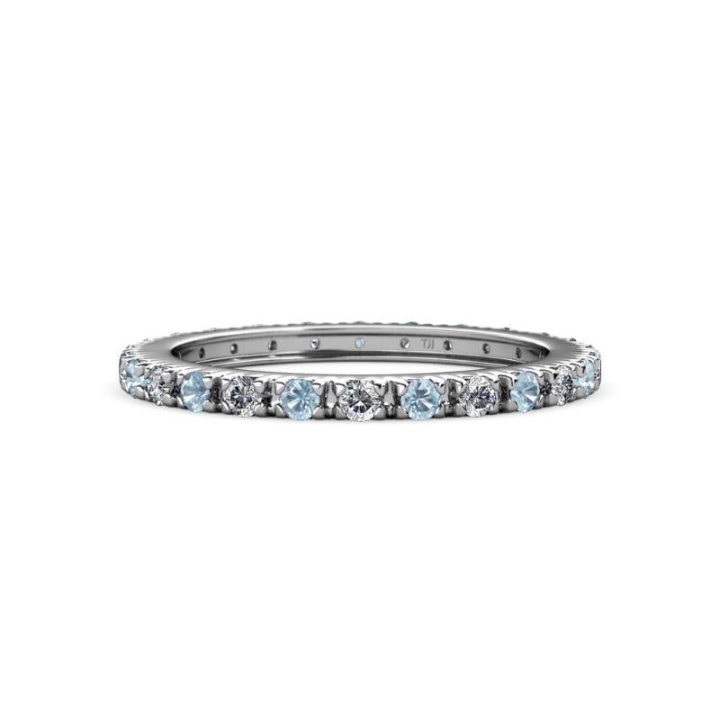 Gracie 2.00 mm Round Aquamarine and Diamond Eternity Band 