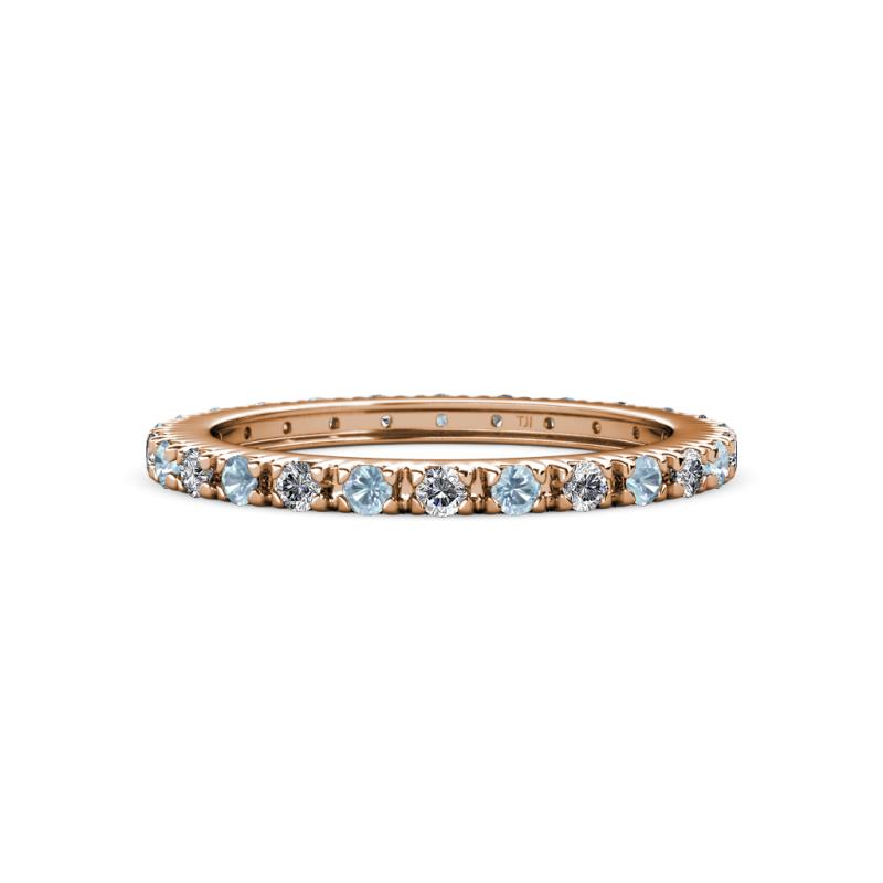 Gracie 2.00 mm Round Aquamarine and Diamond Eternity Band 