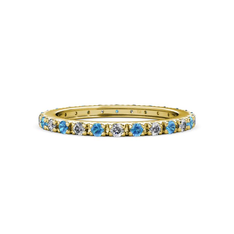 Gracie 2.00 mm Round Blue Topaz and Diamond Eternity Band 