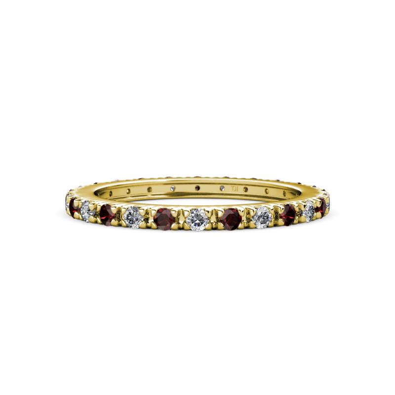 Gracie 2.00 mm Round Red Garnet and Diamond Eternity Band 