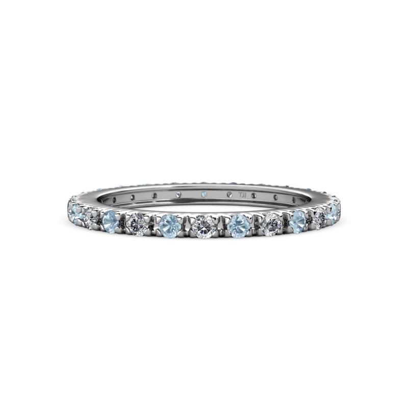 Gracie 2.00 mm Round Aquamarine and Diamond Eternity Band 