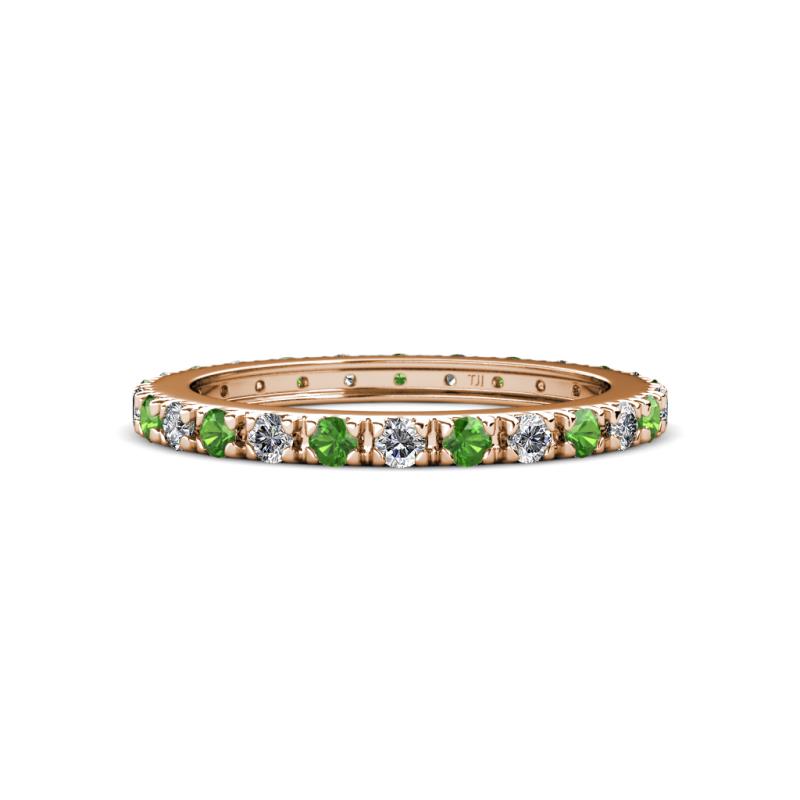 Gracie 2.30 mm Round Green Garnet and Diamond Eternity Band 