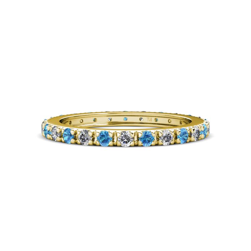 Gracie 2.30 mm Round Blue Topaz and Diamond Eternity Band 