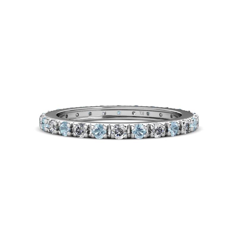 Gracie 2.30 mm Round Aquamarine and Lab Grown Diamond Eternity Band 