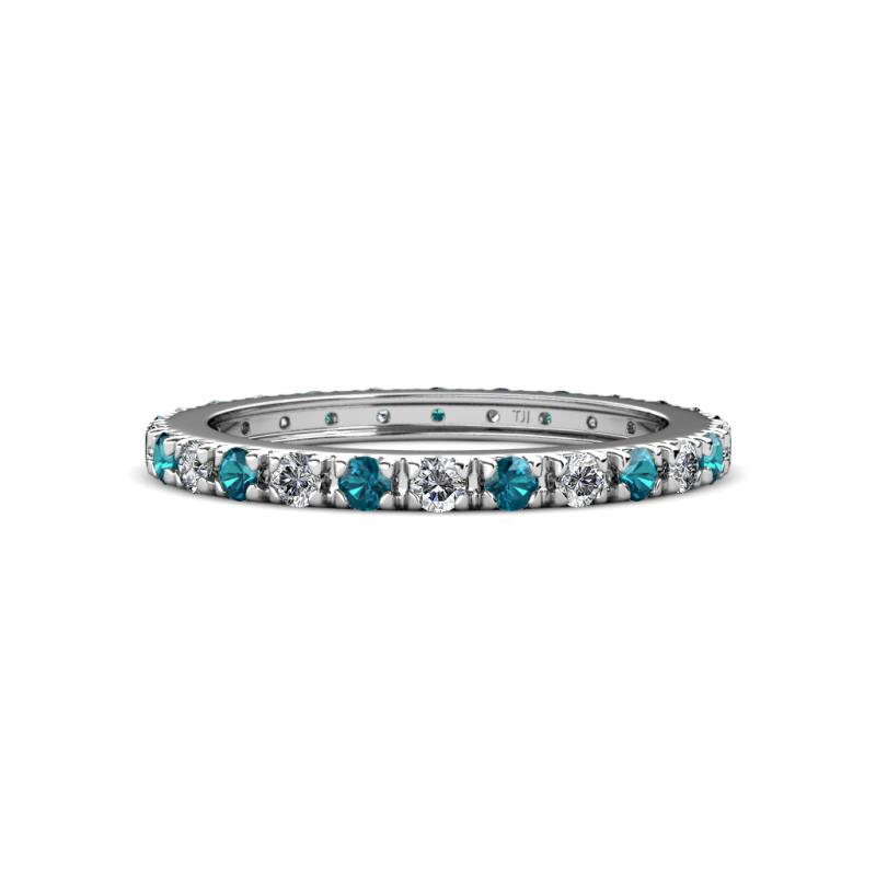 Gracie 2.30 mm Round London Blue Topaz and Diamond Eternity Band 