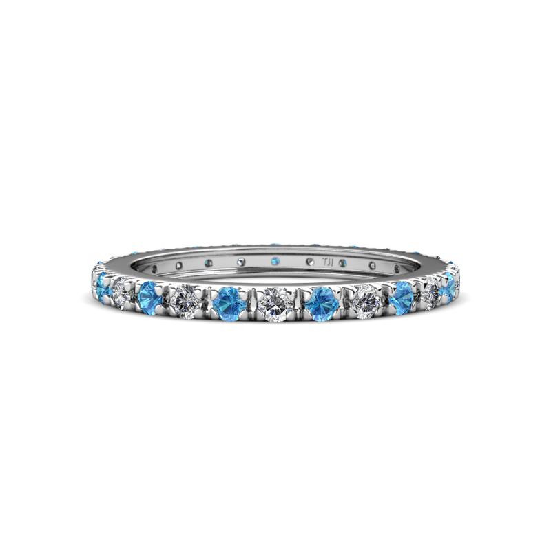 Gracie 2.30 mm Round Blue Topaz and Lab Grown Diamond Eternity Band 