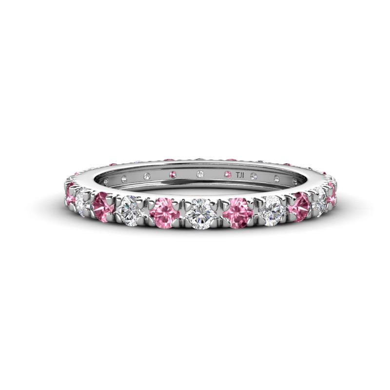 Gracie 2.70 mm Round Pink Tourmaline and Diamond Eternity Band 