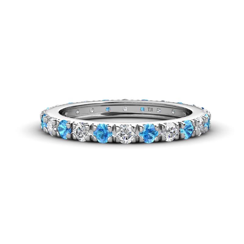 Gracie 2.70 mm Round Blue Topaz and Diamond Eternity Band 