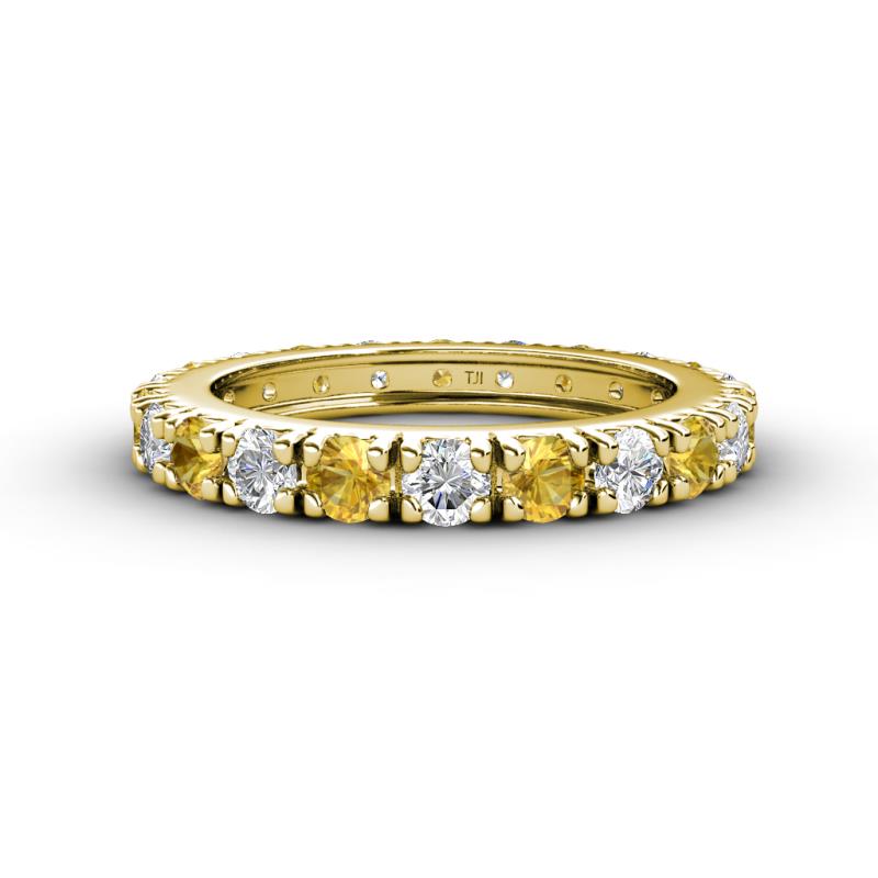 Gracie 3.00 mm Round Citrine and Diamond Eternity Band 