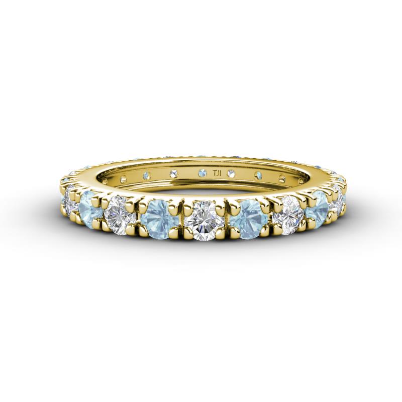 Gracie 3.00 mm Round Aquamarine and Lab Grown Diamond Eternity Band 