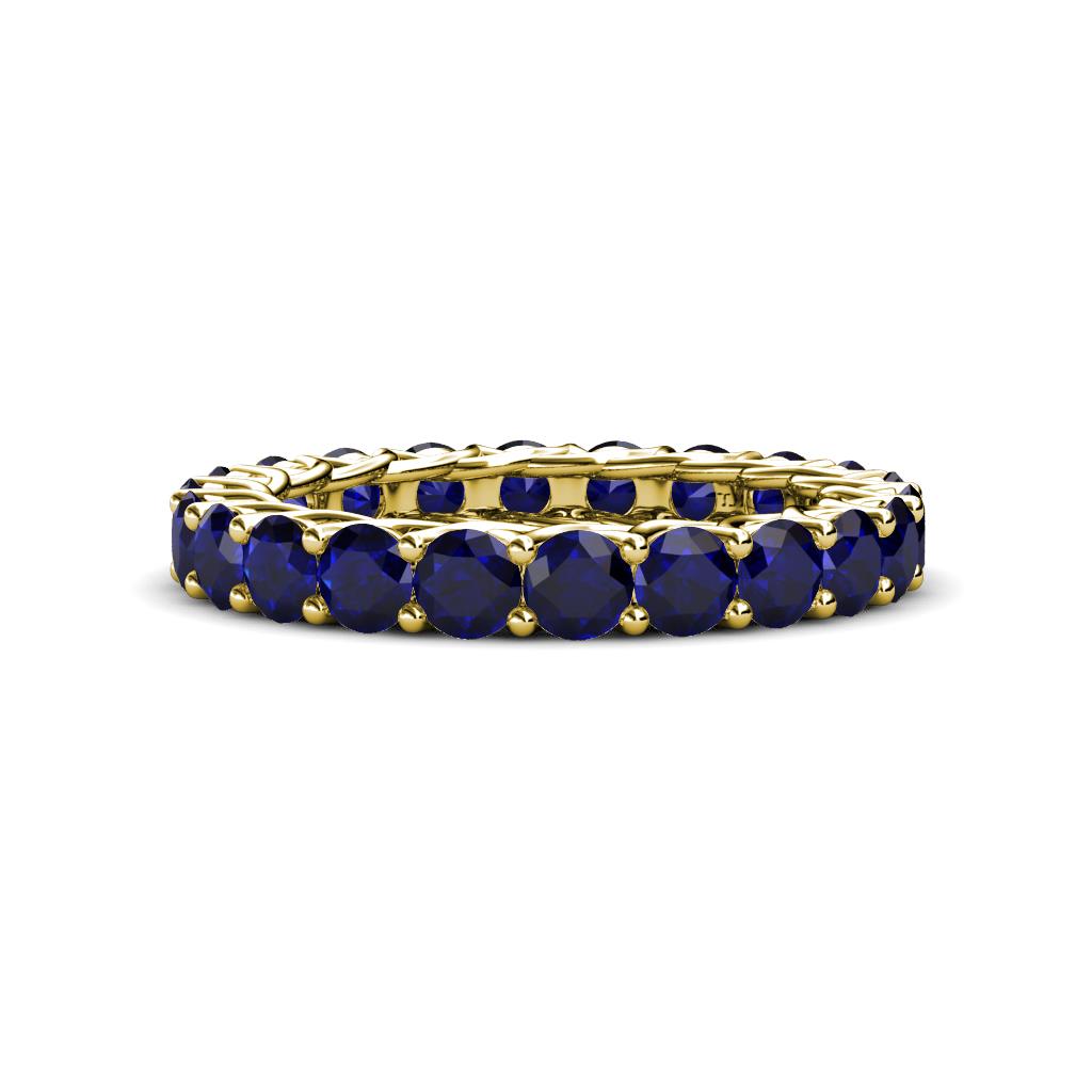 Lucida 3.40 mm Round Blue Sapphire U Prong Eternity Band 