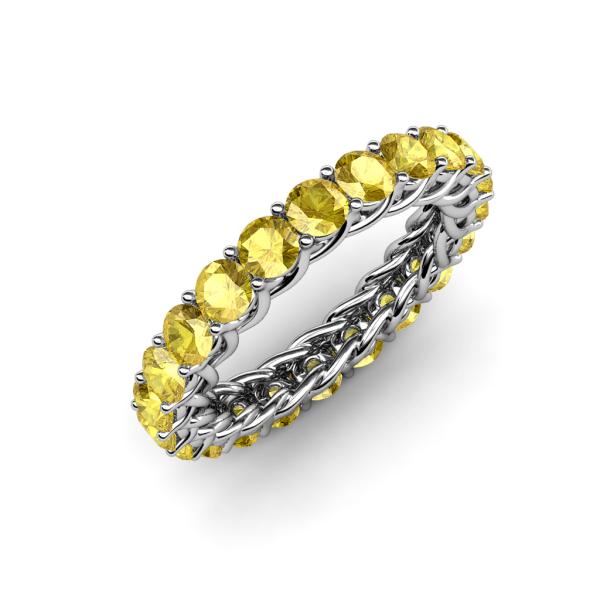 Lucida 3.40 mm Round Yellow Sapphire U Prong Eternity Band 