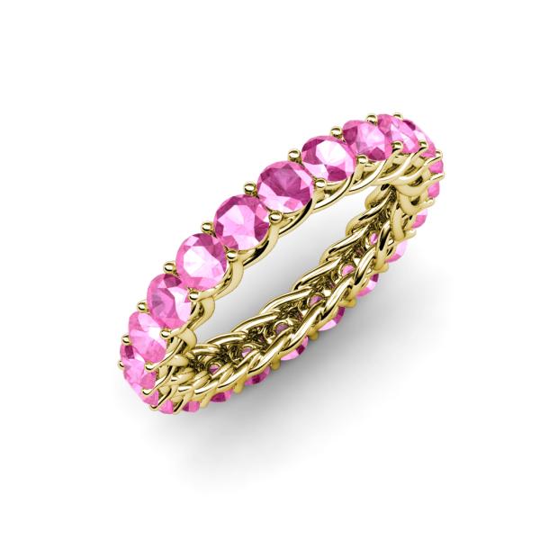 Lucida 3.40 mm Round Pink Sapphire U Prong Eternity Band 