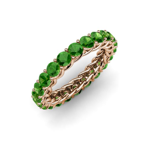 Lucida 3.40 mm Round Green Garnet U Prong Eternity Band 